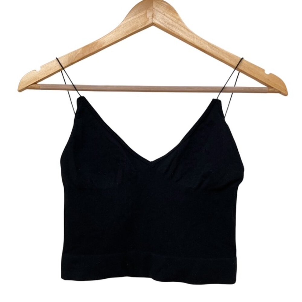 Intimately by Free People Black cropped spaghetti strap v neck top size XS/S